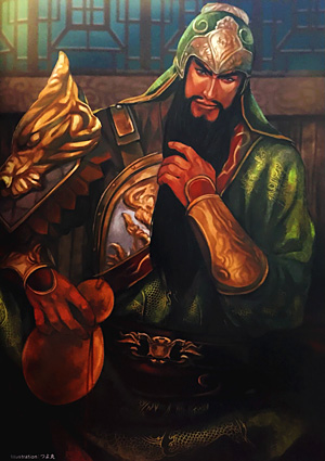 Portrait des Kriegsherrn "Gong Wu", der als Gott des Sieges und des Reichtums verehrt wird 